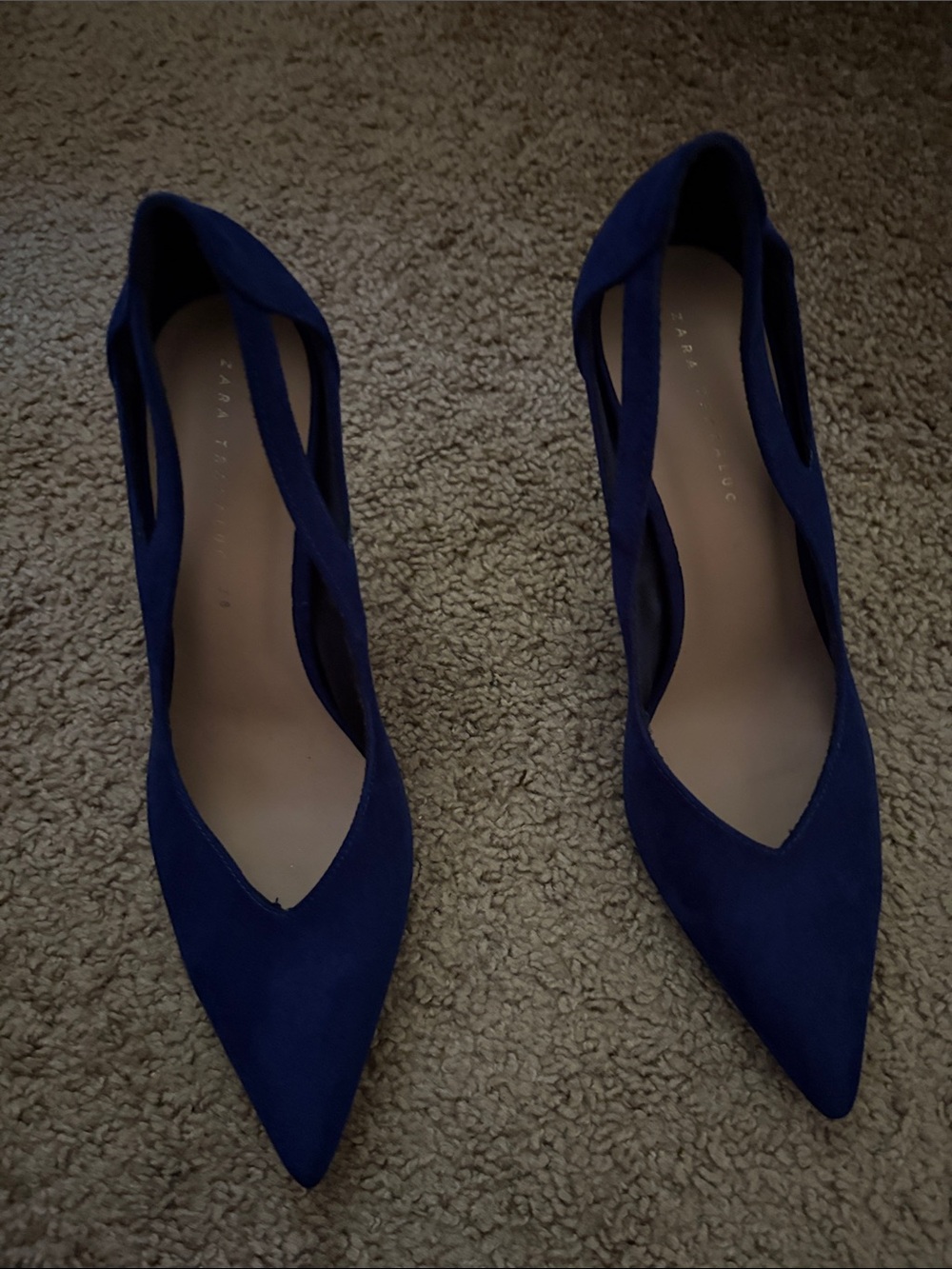 Zara Deep Blue Pointed Slingback Pumps